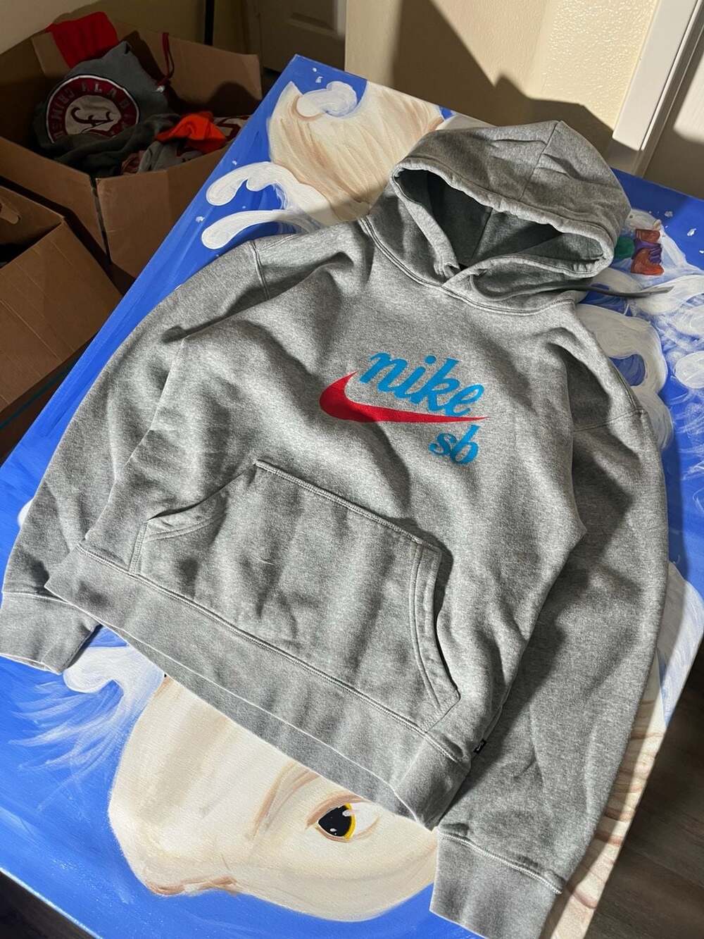 Nike SB Graphic Pullover Hoodie Gray Size Small